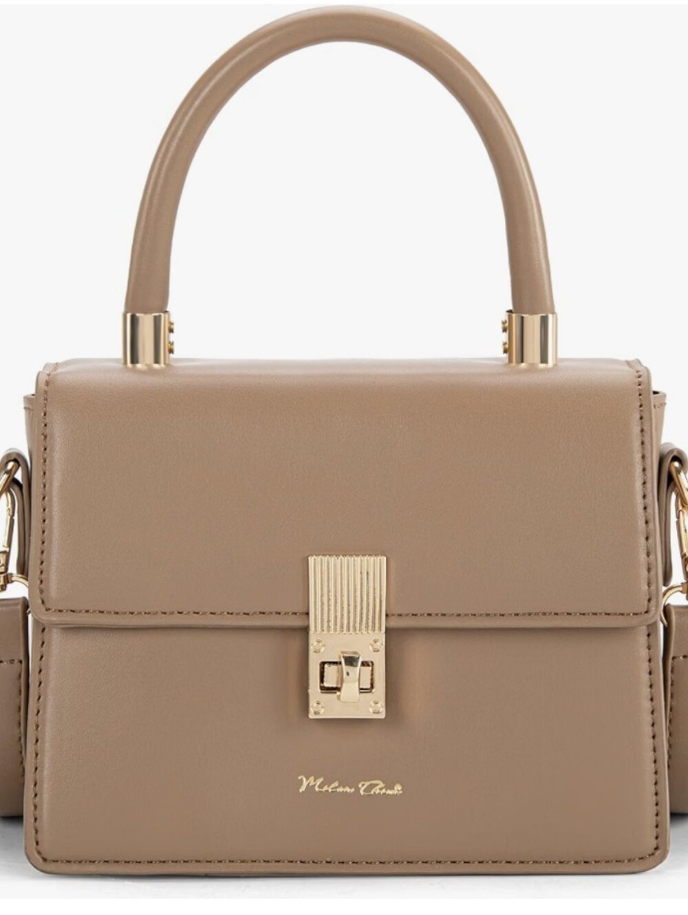 Milan Chiva Mini Top Handle Handbag Tan Gold Hardware NWT Style